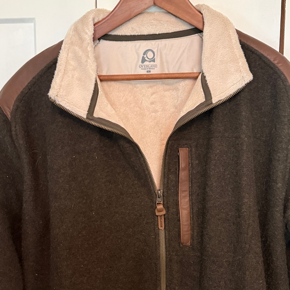 Men's Dark Brown Zip-Up Fleece Jacket - Picture 3 of 7